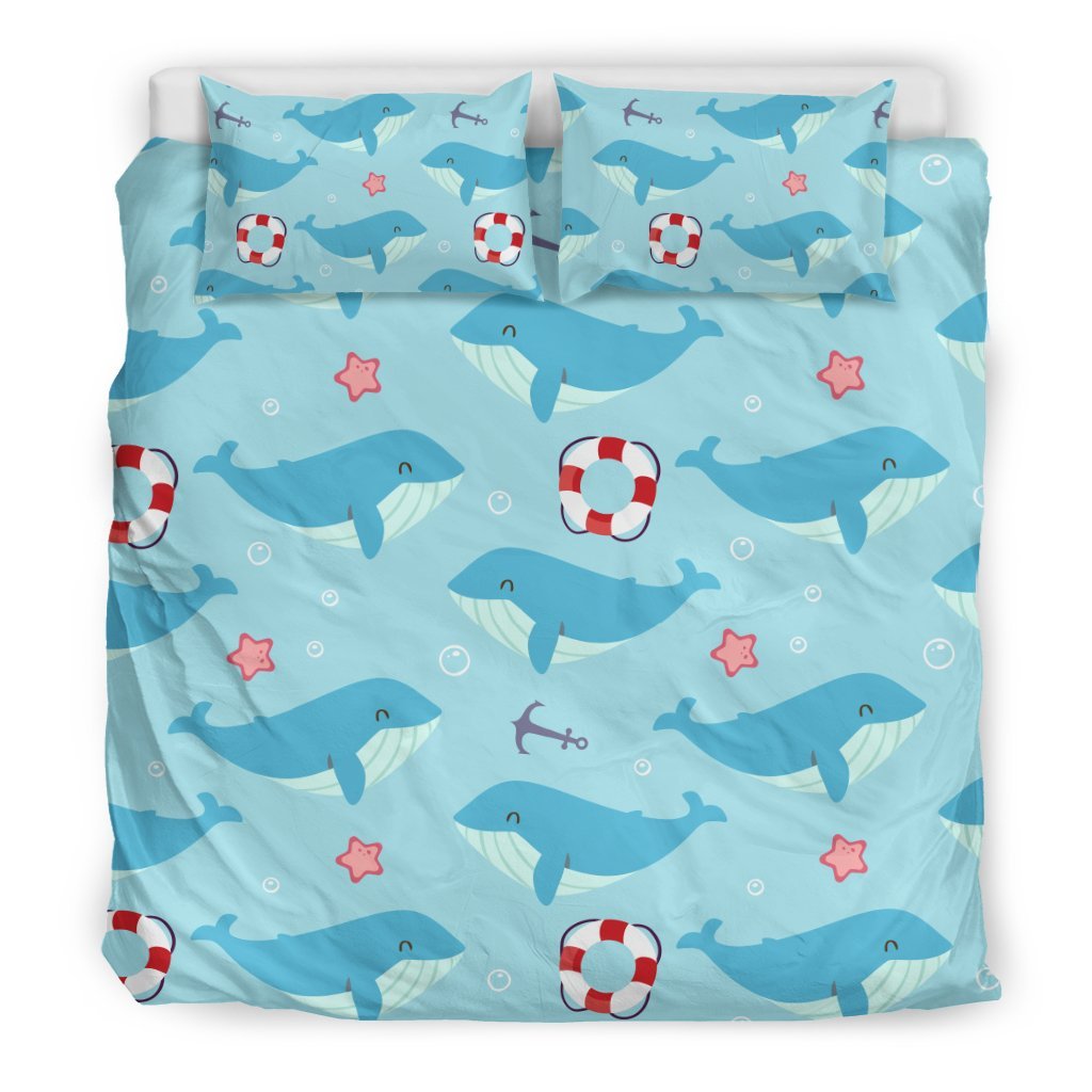 Whale Humpback Pattern Print Duvet Cover Bedding Set-grizzshop