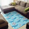 Whale Humpback Pattern Print Floor Mat-grizzshop