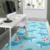 Whale Humpback Pattern Print Floor Mat-grizzshop