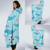 Whale Humpback Pattern Print Hooded Blanket-grizzshop