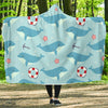 Whale Humpback Pattern Print Hooded Blanket-grizzshop