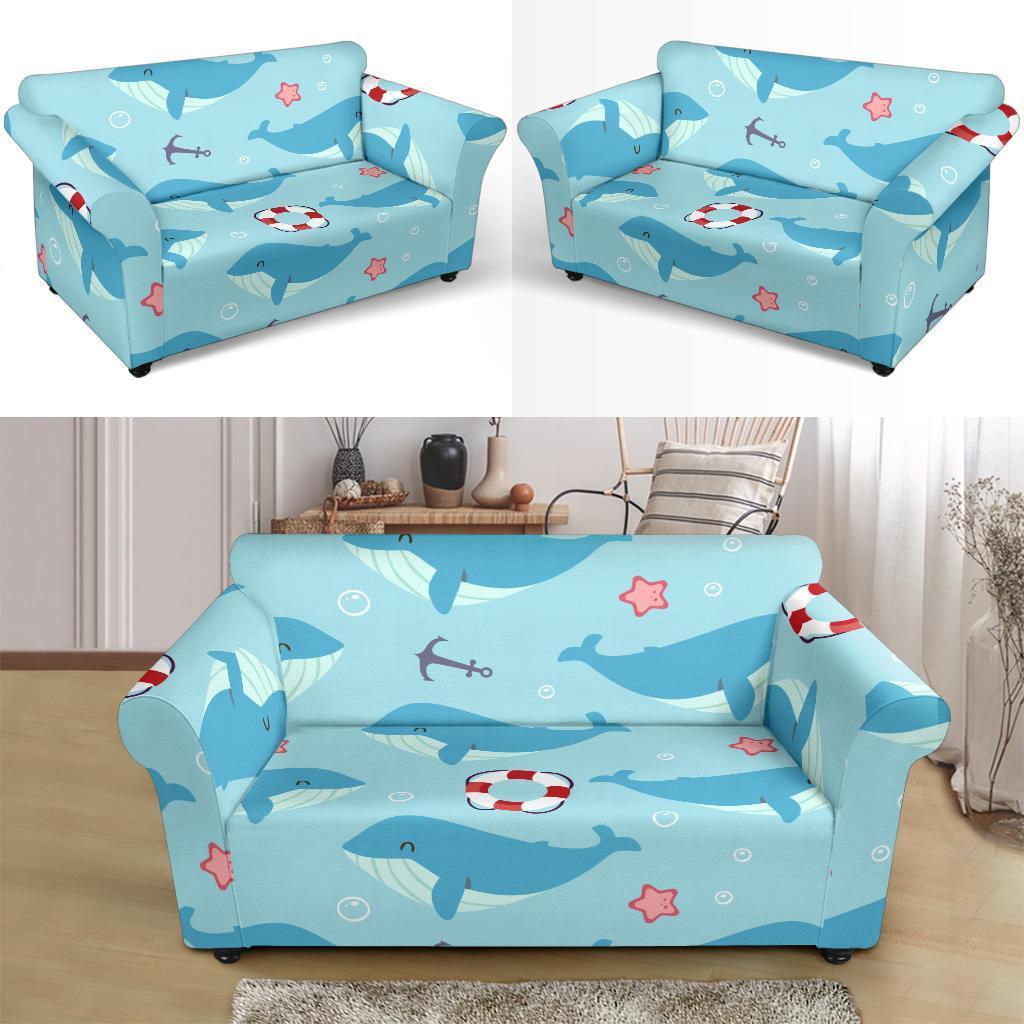 Whale Humpback Pattern Print Loveseat Cover-grizzshop