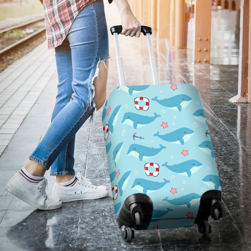 Whale Humpback Pattern Print Luggage Cover Protector-grizzshop