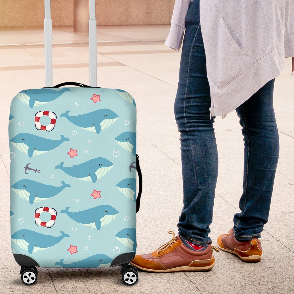 Whale Humpback Pattern Print Luggage Cover Protector-grizzshop