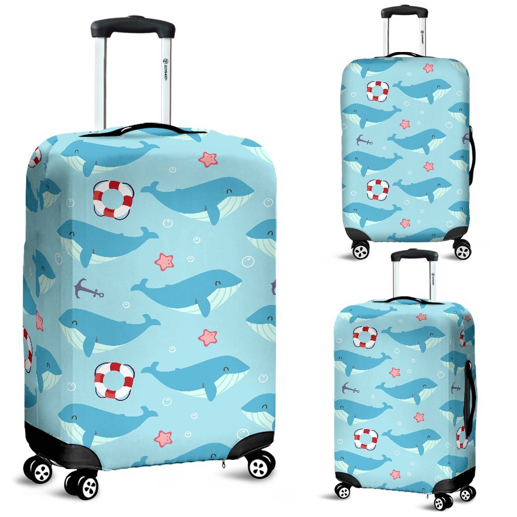 Whale Humpback Pattern Print Luggage Cover Protector-grizzshop