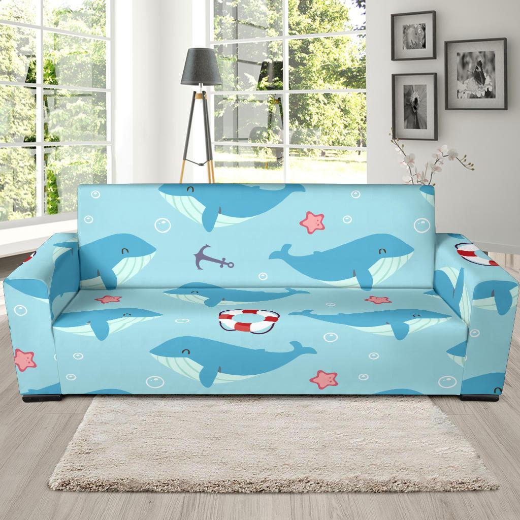 Whale Humpback Pattern Print Sofa Covers-grizzshop