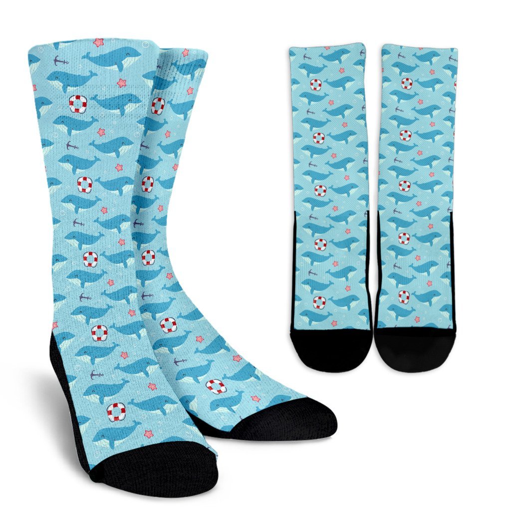 Whale Humpback Pattern Print Unisex Crew Socks-grizzshop