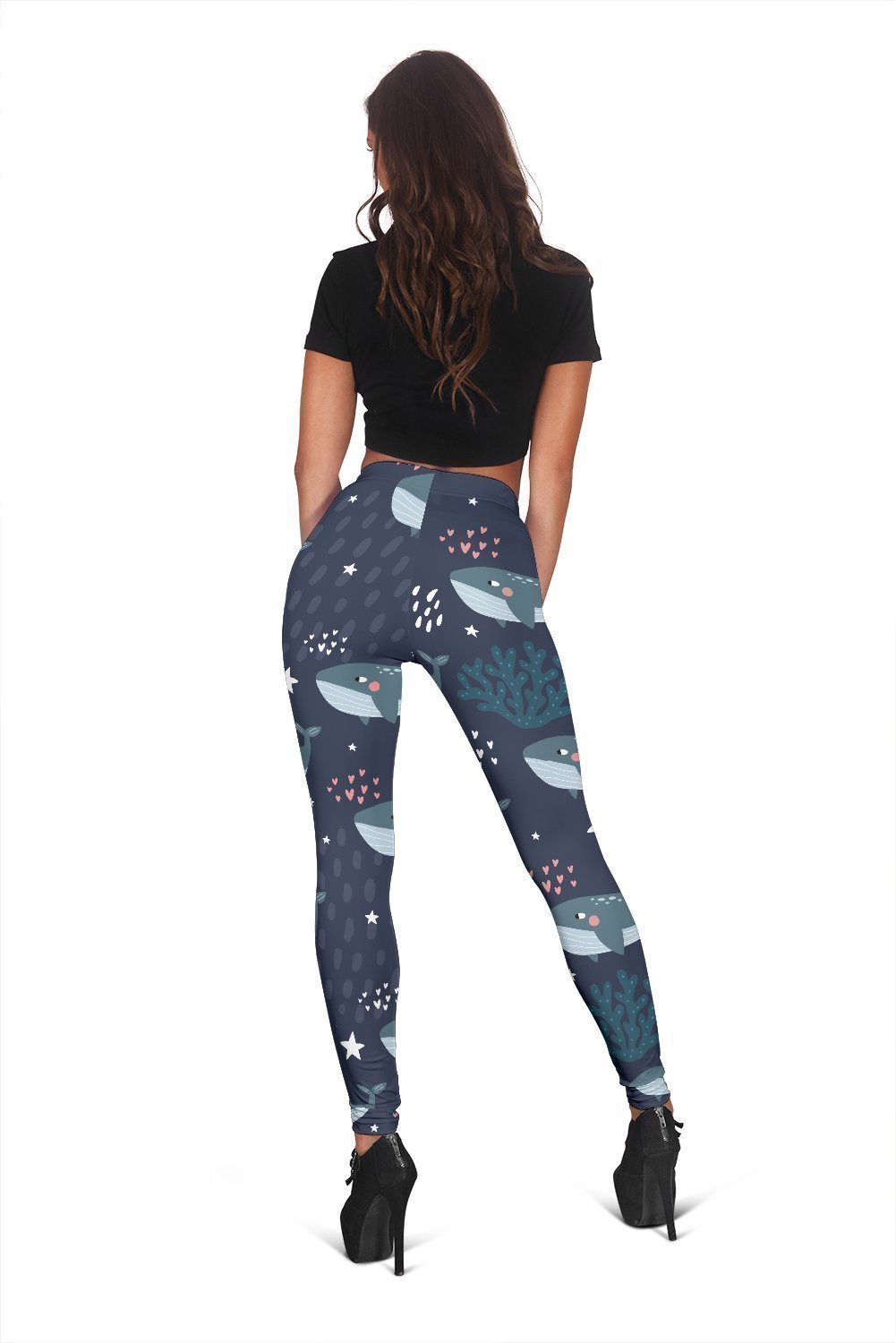 Whale Humpback Pattern Print Women Leggings-grizzshop