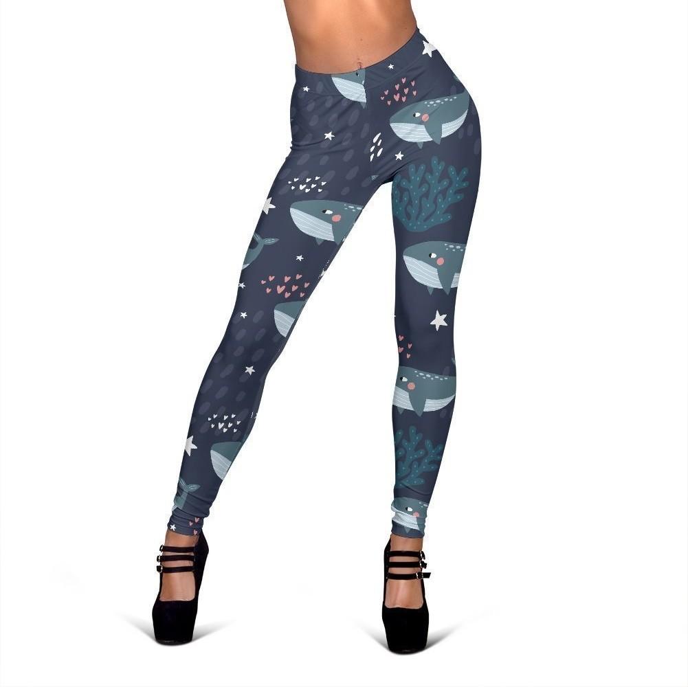 Whale Humpback Pattern Print Women Leggings-grizzshop