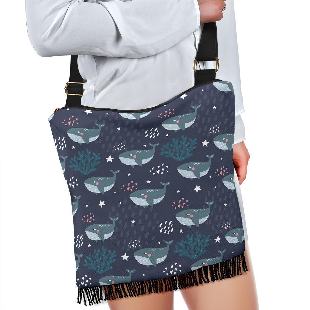 Whale Humpback Print Pattern Crossbody Bags-grizzshop