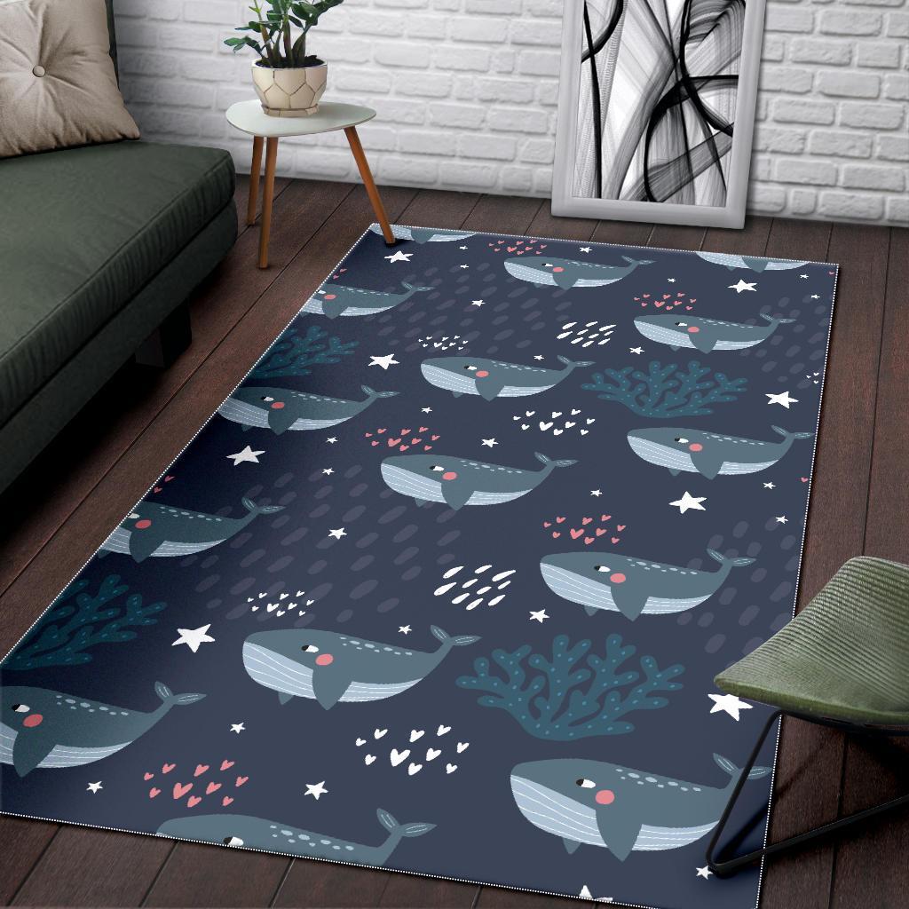 Whale Humpback Print Pattern Floor Mat-grizzshop