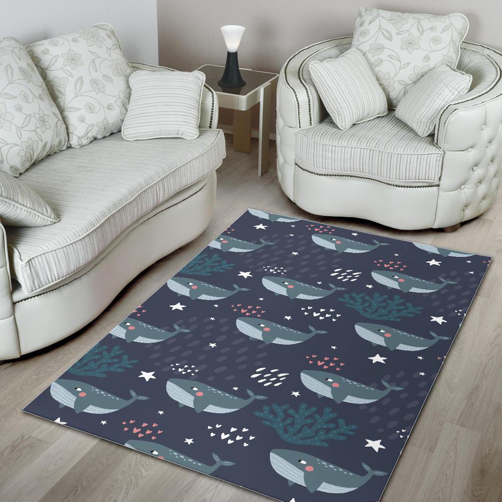 Whale Humpback Print Pattern Floor Mat-grizzshop