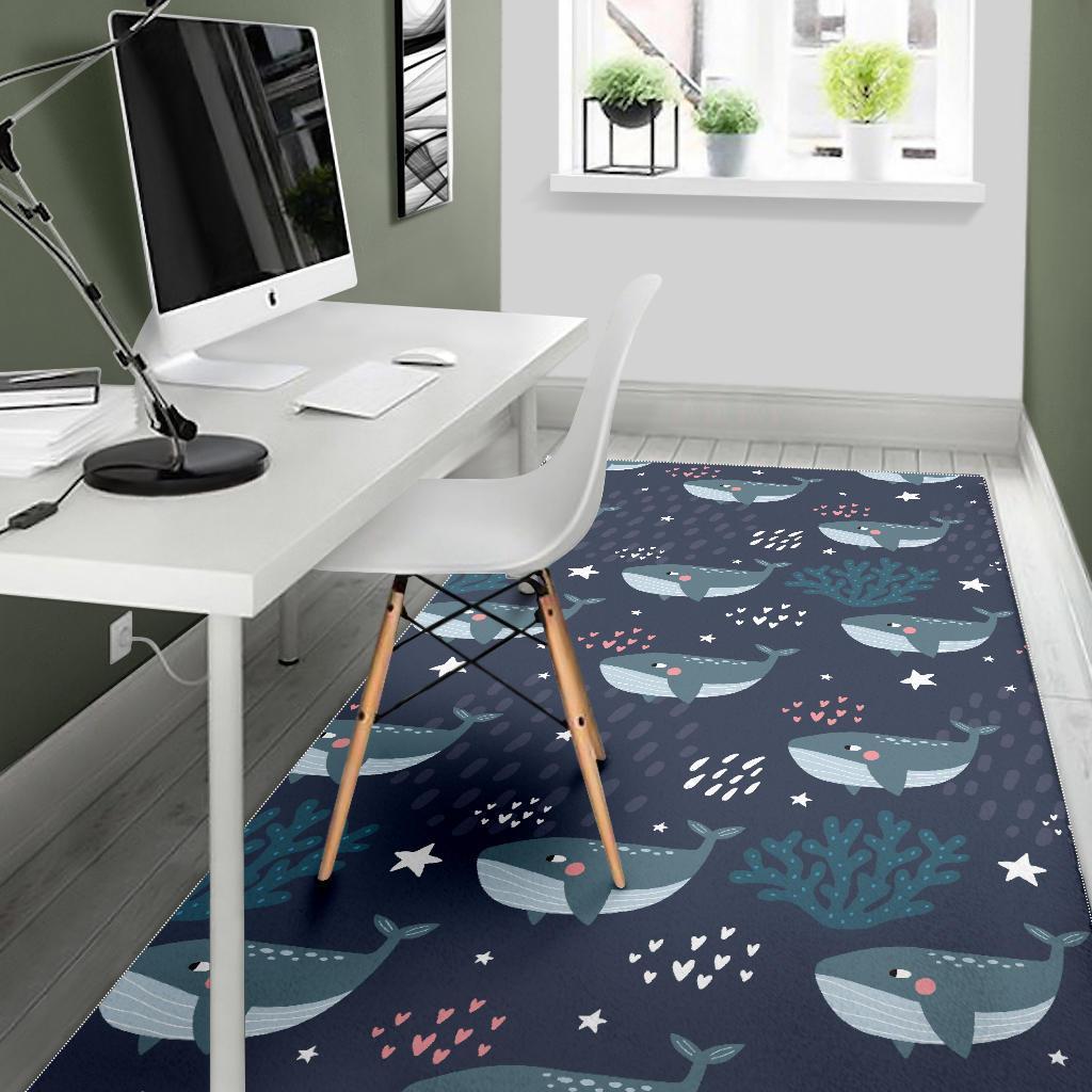 Whale Humpback Print Pattern Floor Mat-grizzshop