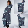 Whale Humpback Print Pattern Hooded Blanket-grizzshop