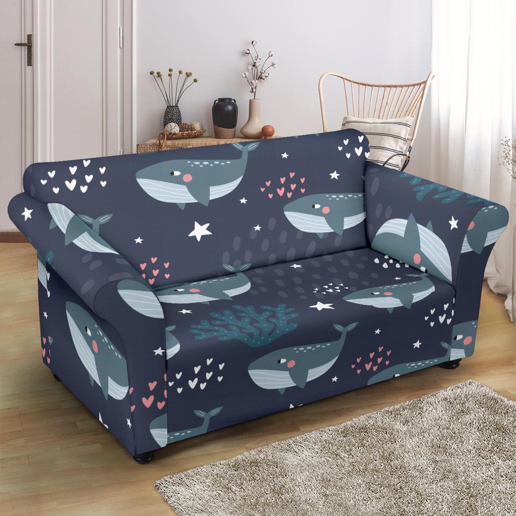 Whale Humpback Print Pattern Loveseat Cover-grizzshop