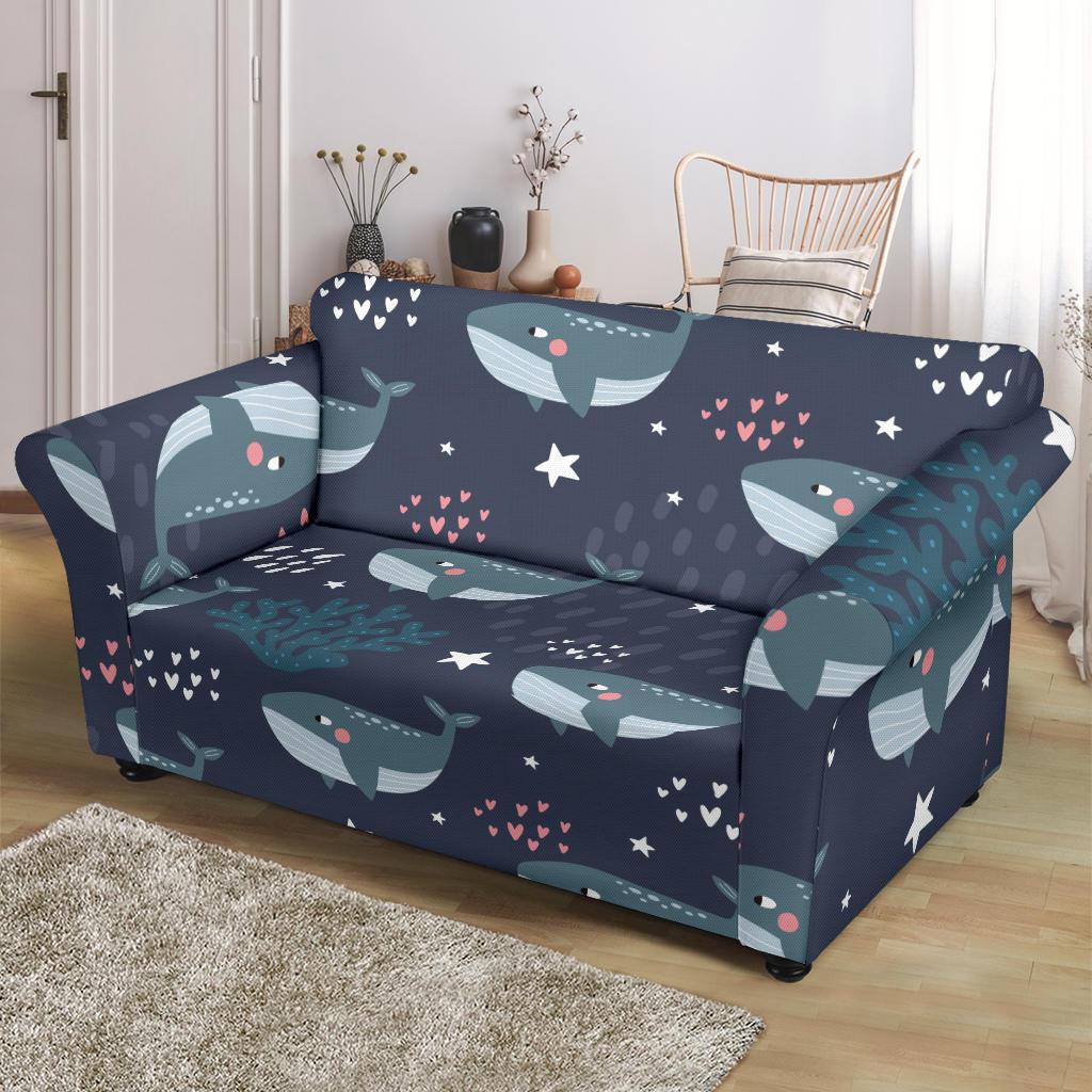 Whale Humpback Print Pattern Loveseat Cover-grizzshop