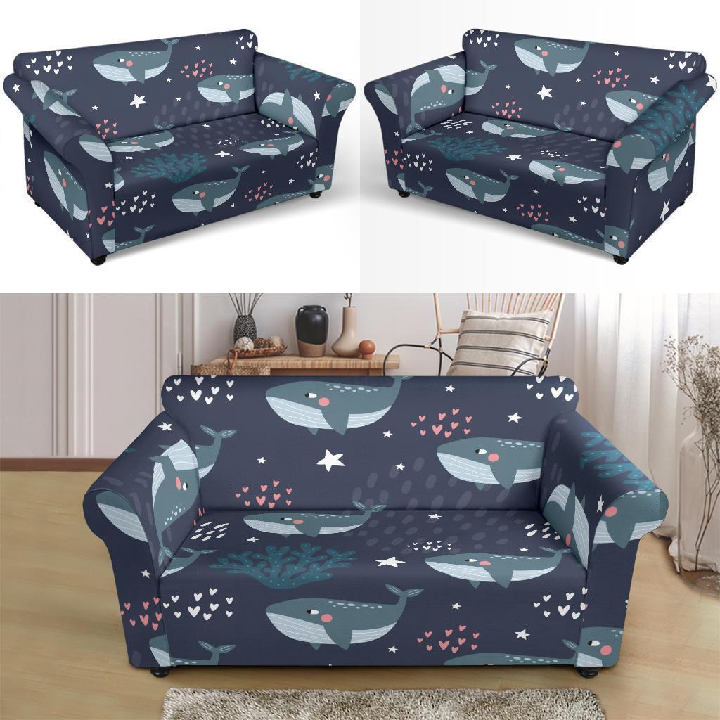 Whale Humpback Print Pattern Loveseat Cover-grizzshop