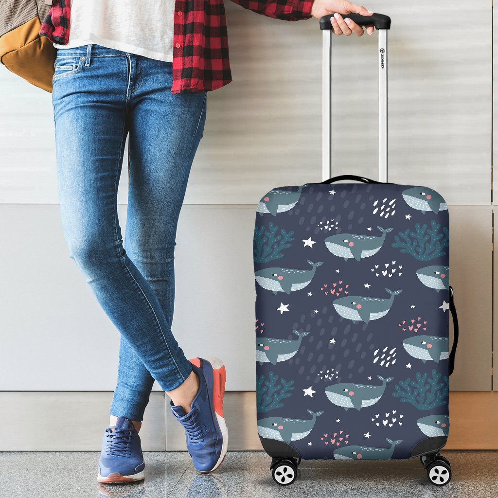 Whale Humpback Print Pattern Luggage Cover Protector-grizzshop