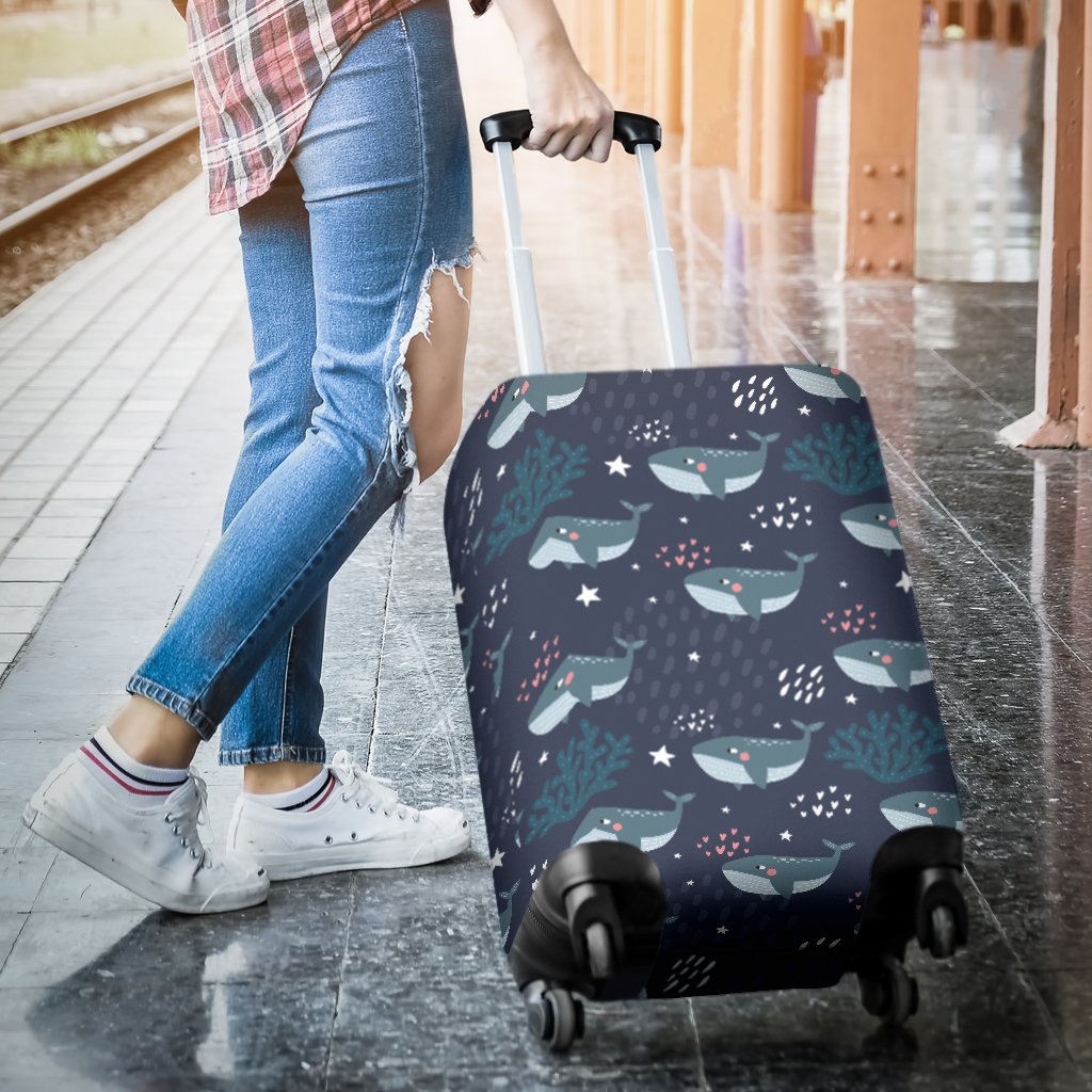 Whale Humpback Print Pattern Luggage Cover Protector-grizzshop