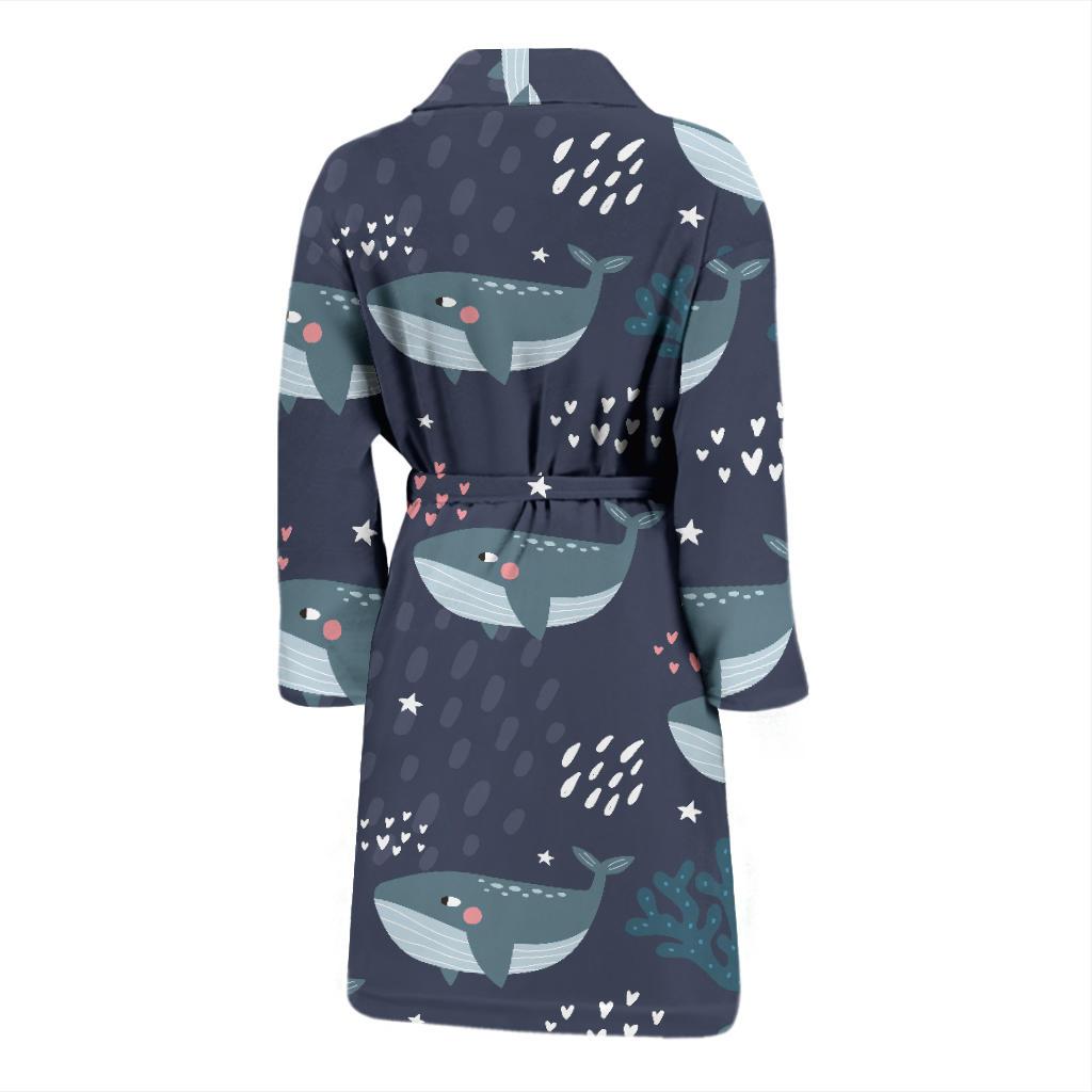 Whale Humpback Print Pattern Men Long Robe-grizzshop