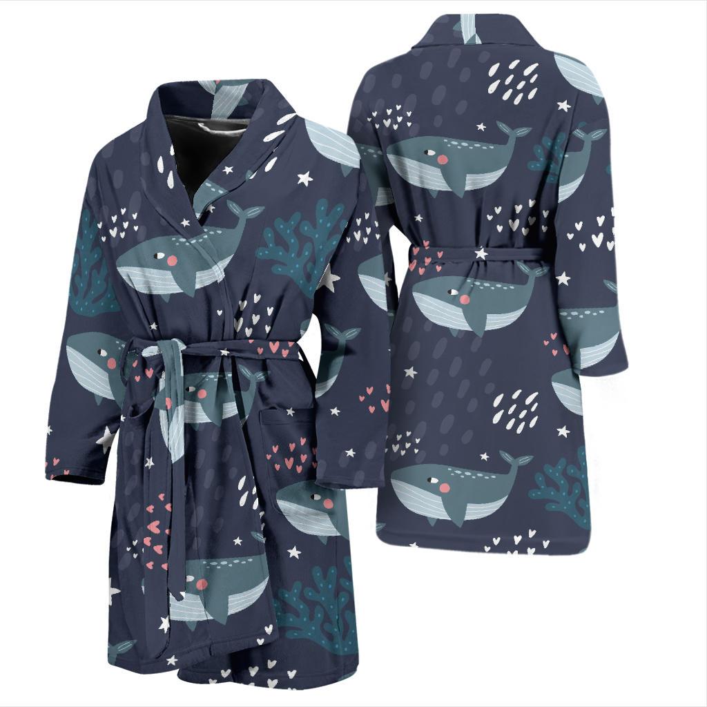 Whale Humpback Print Pattern Men Long Robe-grizzshop