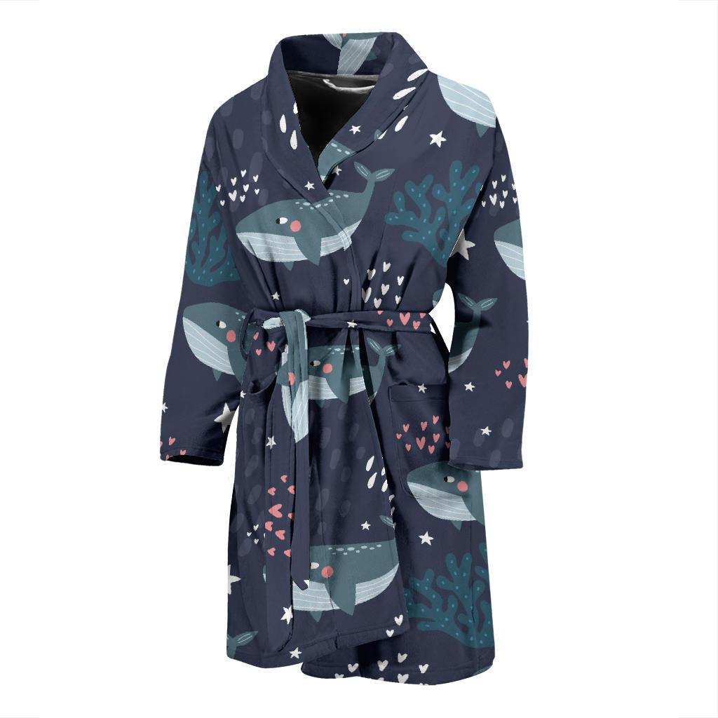 Whale Humpback Print Pattern Men Long Robe-grizzshop
