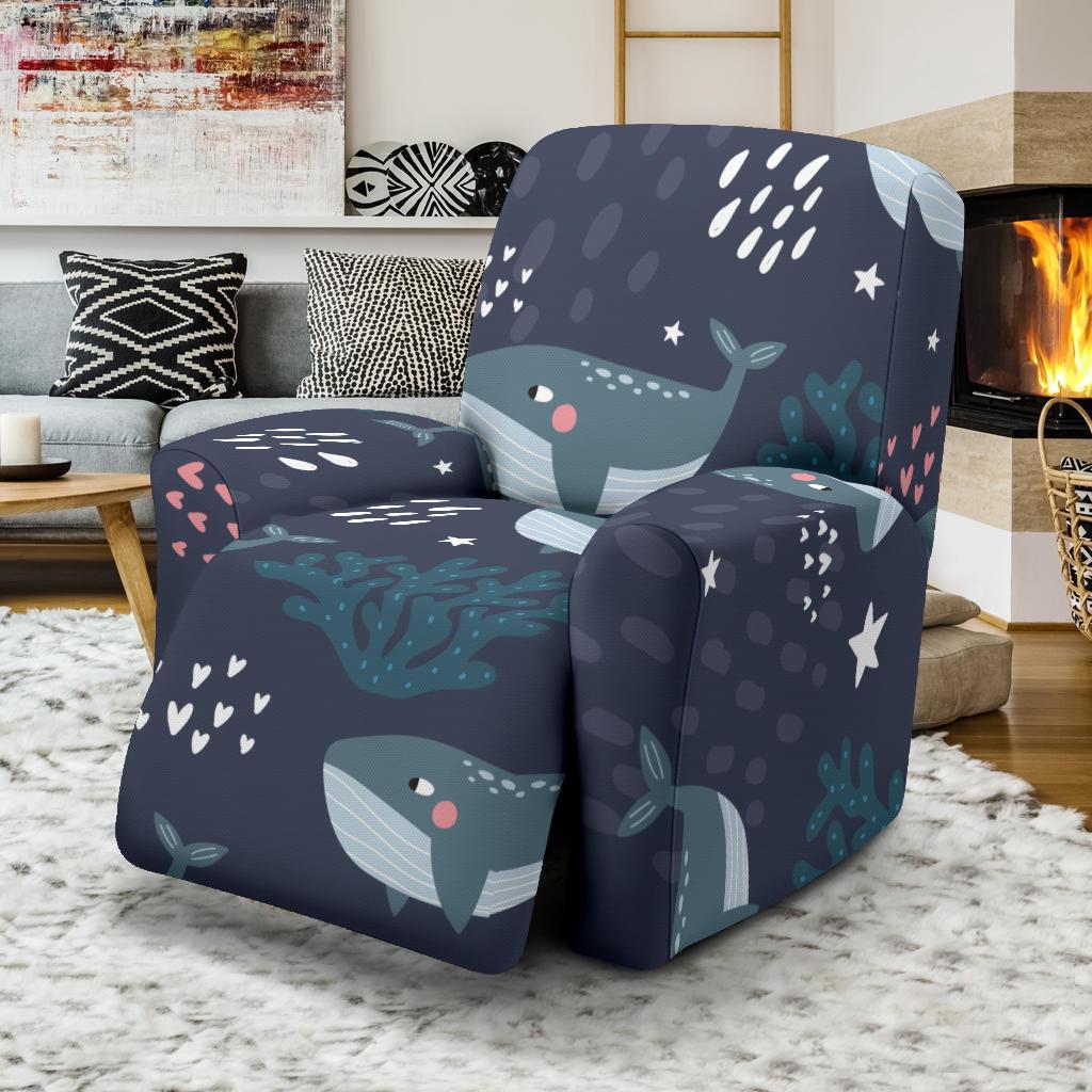 Whale Humpback Print Pattern Recliner Cover-grizzshop