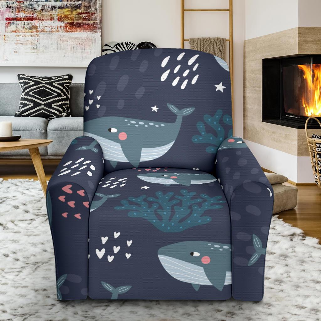 Whale Humpback Print Pattern Recliner Cover-grizzshop