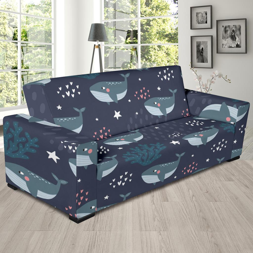 Whale Humpback Print Pattern Sofa Covers-grizzshop