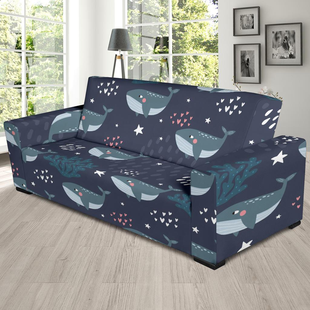 Whale Humpback Print Pattern Sofa Covers-grizzshop