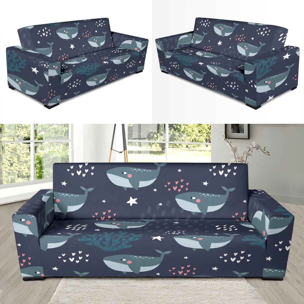Whale Humpback Print Pattern Sofa Covers-grizzshop