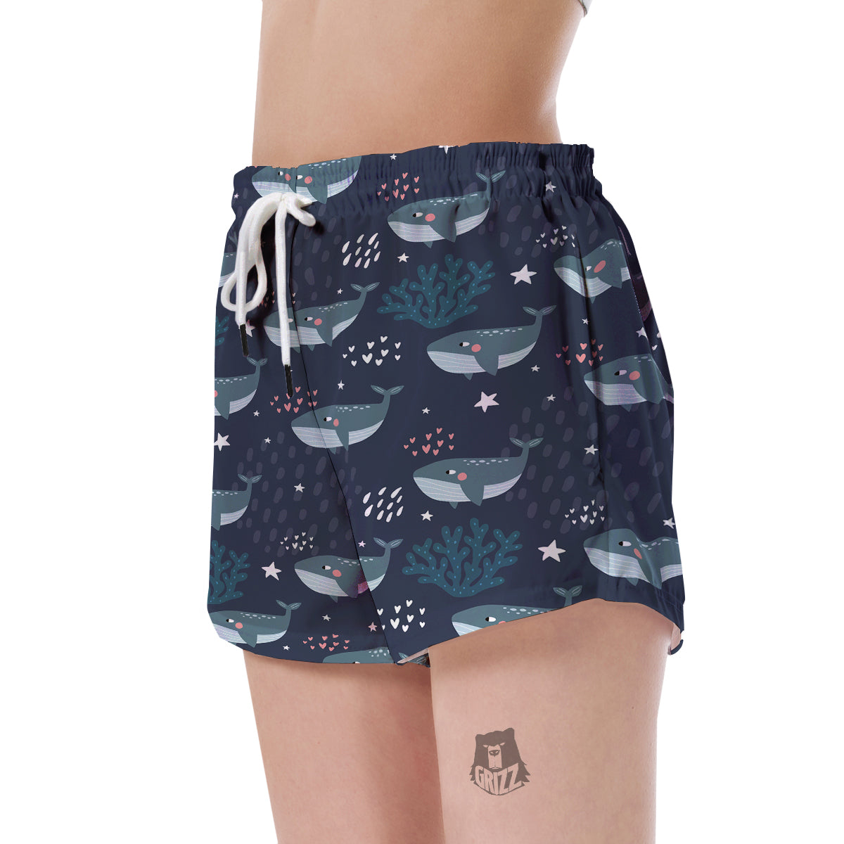 Whale Humpback Print Pattern Women's Shorts-grizzshop