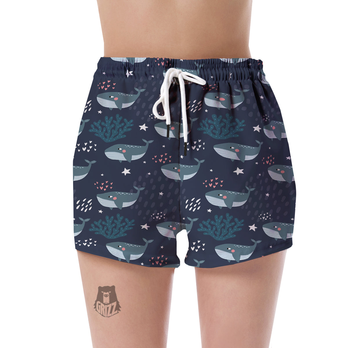 Whale Humpback Print Pattern Women's Shorts-grizzshop