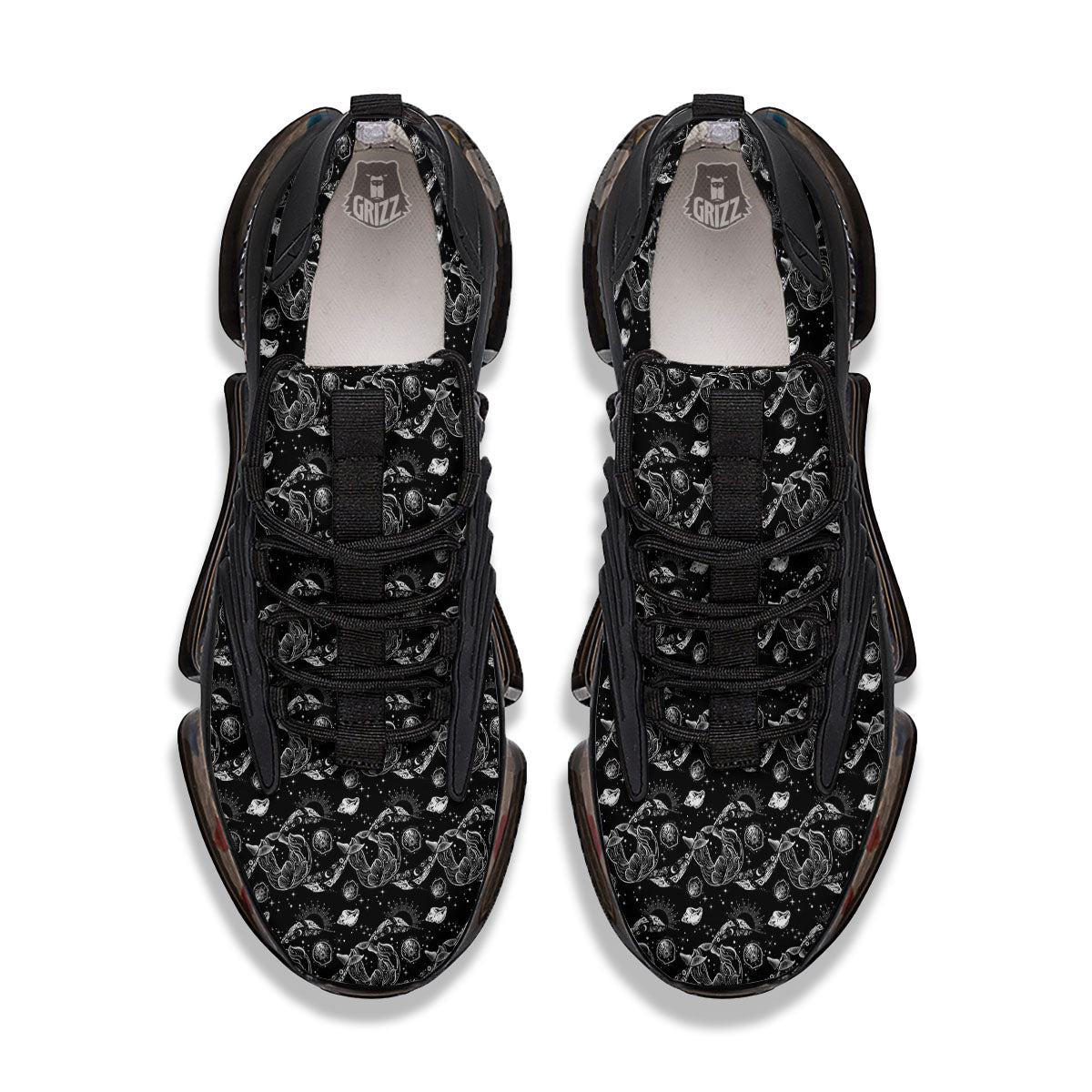 Whales and Dolphin Boho Print Pattern Black Gym Shoes-grizzshop