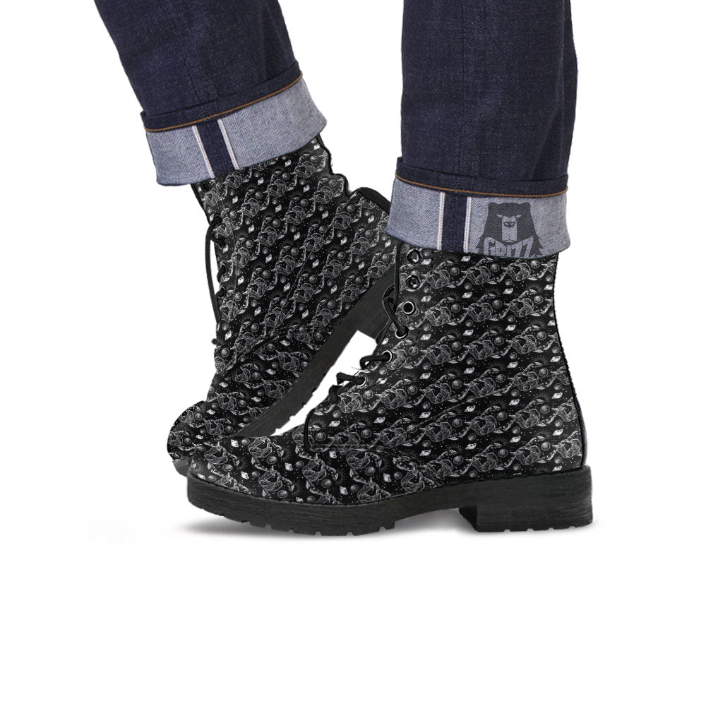 Whales and Dolphin Boho Print Pattern Leather Boots-grizzshop