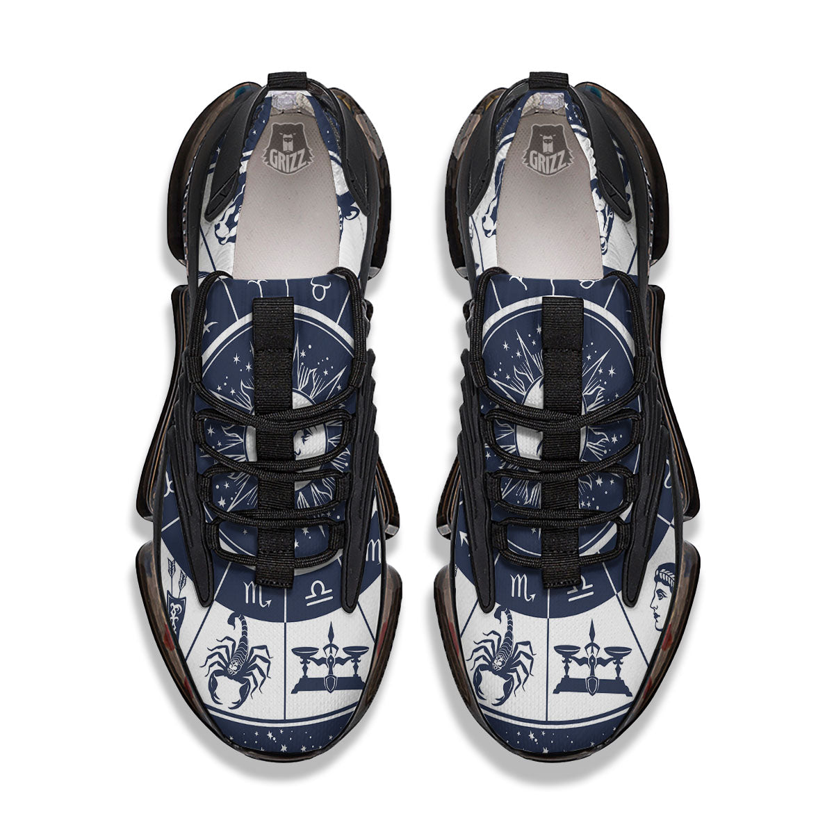 Wheel Zodiac Signs Print Black Gym Shoes-grizzshop