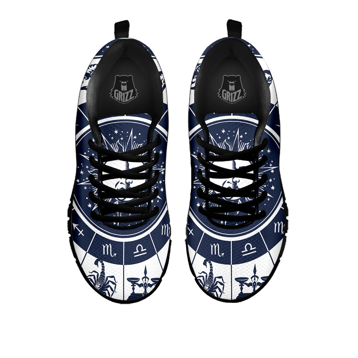 Wheel Zodiac Signs Print Black Sneaker-grizzshop