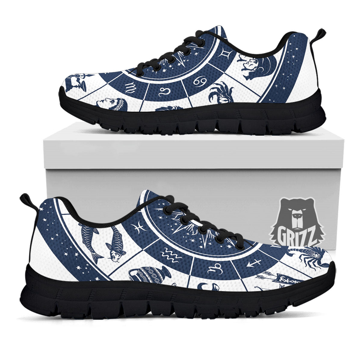 Wheel Zodiac Signs Print Black Sneaker-grizzshop