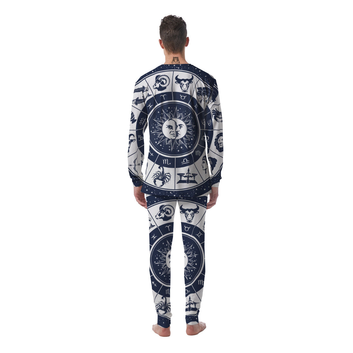 Wheel Zodiac Signs Print Men's Pajamas-grizzshop