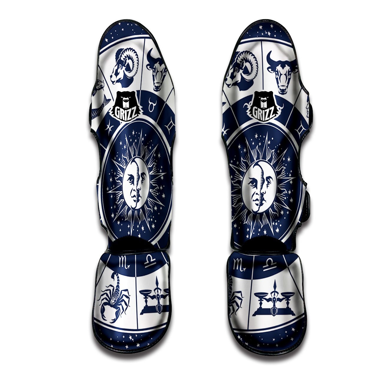 Wheel Zodiac Signs Print Muay Thai Shin Guards-grizzshop