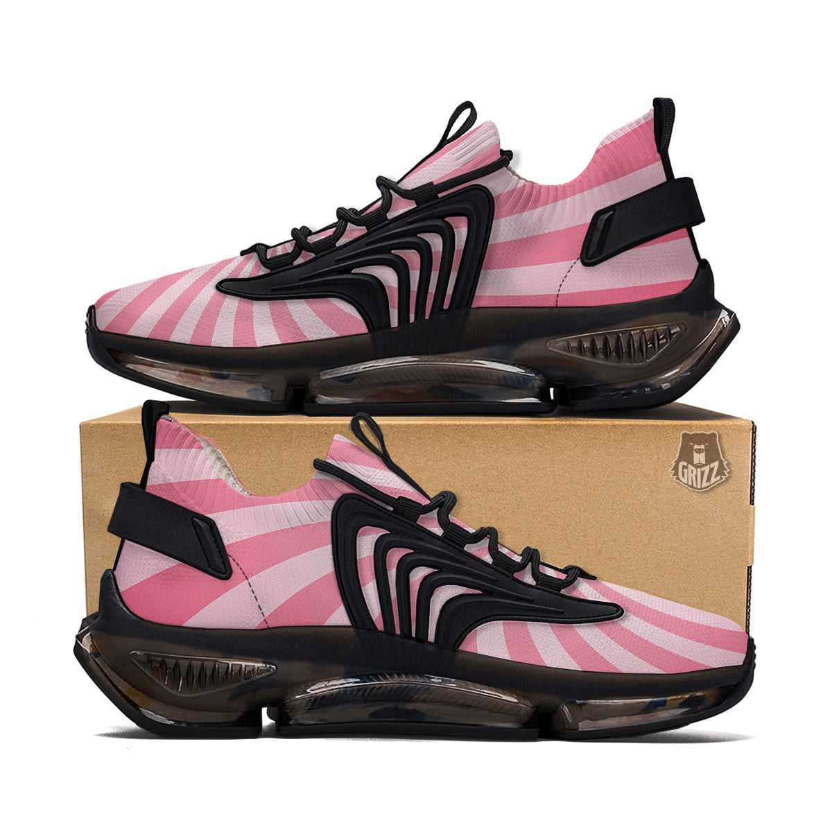 Whirlpool Spiral Pink Print Black Gym Shoes-grizzshop