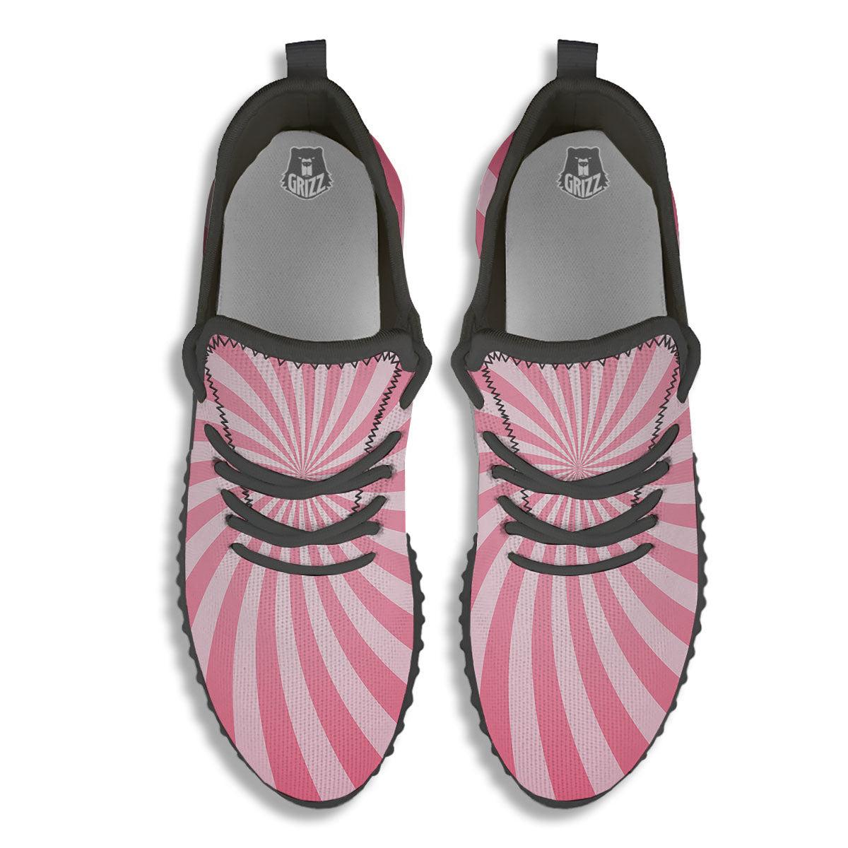 Whirlpool Spiral Pink Print Black Walking Shoes-grizzshop