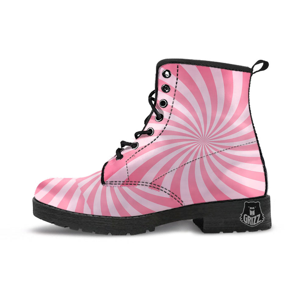 Whirlpool Spiral Pink Print Leather Boots-grizzshop