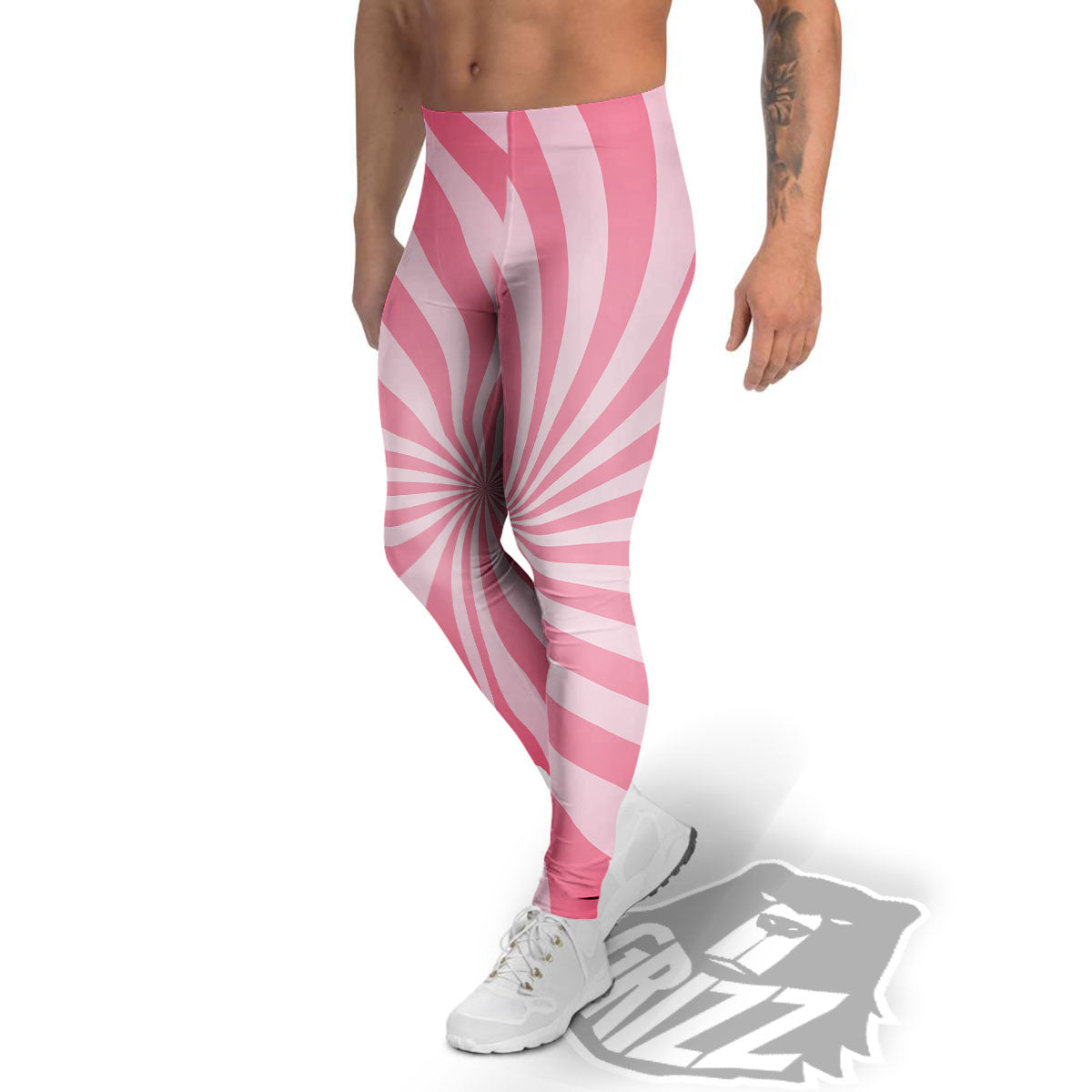 Whirlpool Spiral Pink Print Men's Leggings-grizzshop