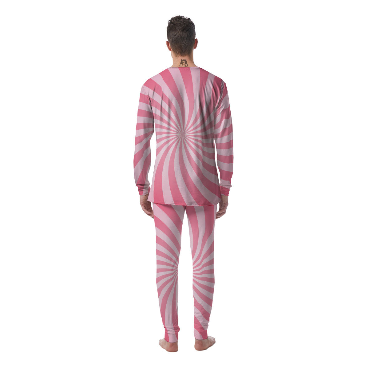 Whirlpool Spiral Pink Print Men's Pajamas-grizzshop