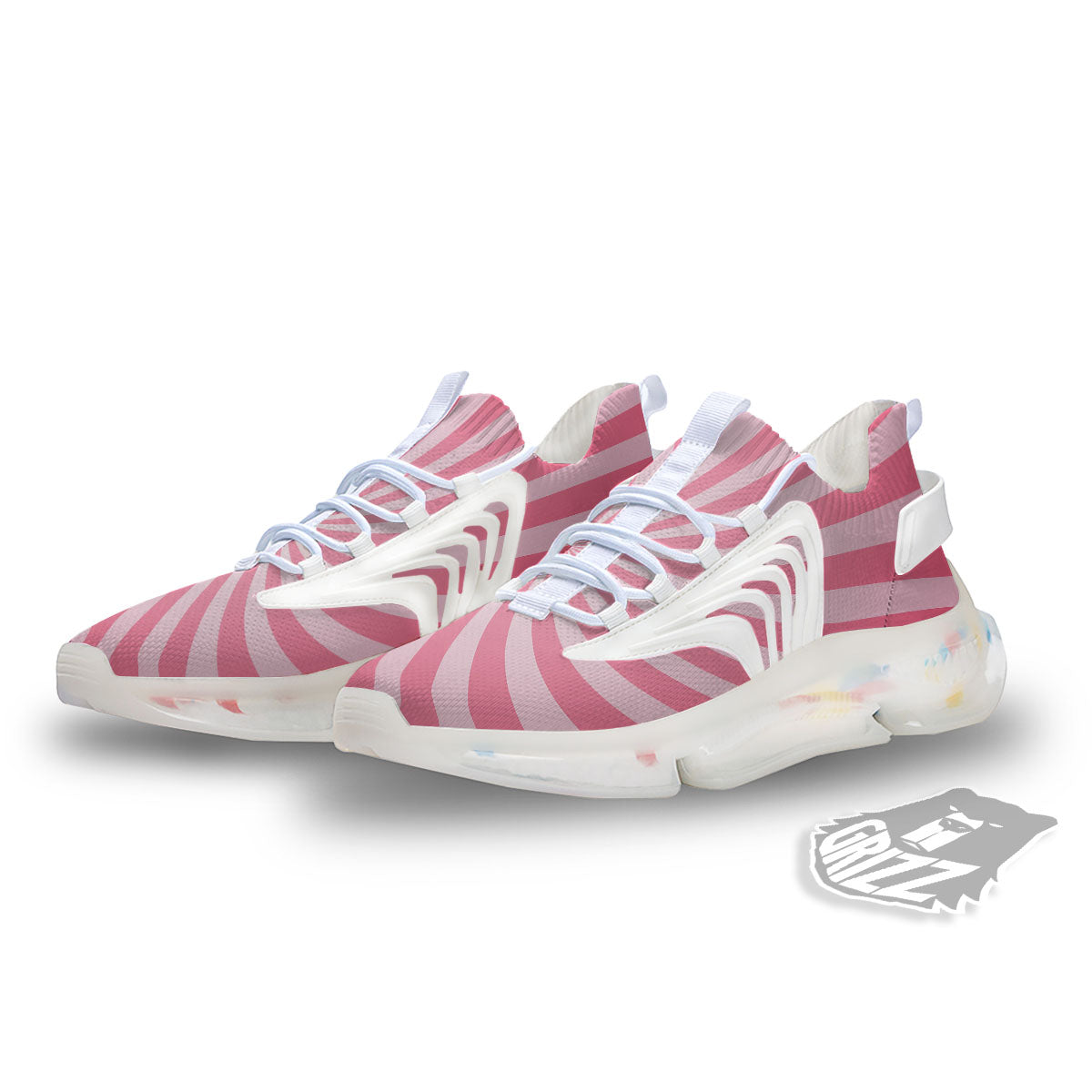 Whirlpool Spiral Pink Print White Gym Shoes-grizzshop