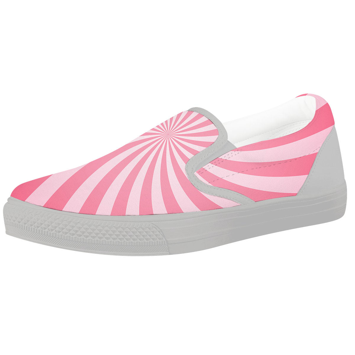 Whirlpool Spiral Pink Print White Slip On Shoes-grizzshop