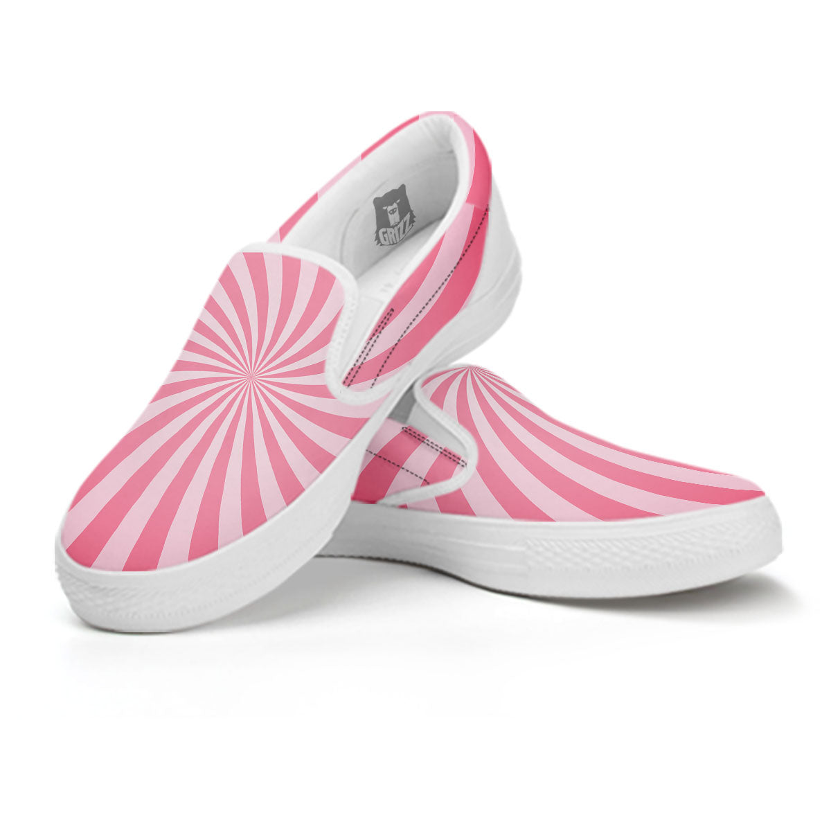 Whirlpool Spiral Pink Print White Slip On Shoes-grizzshop