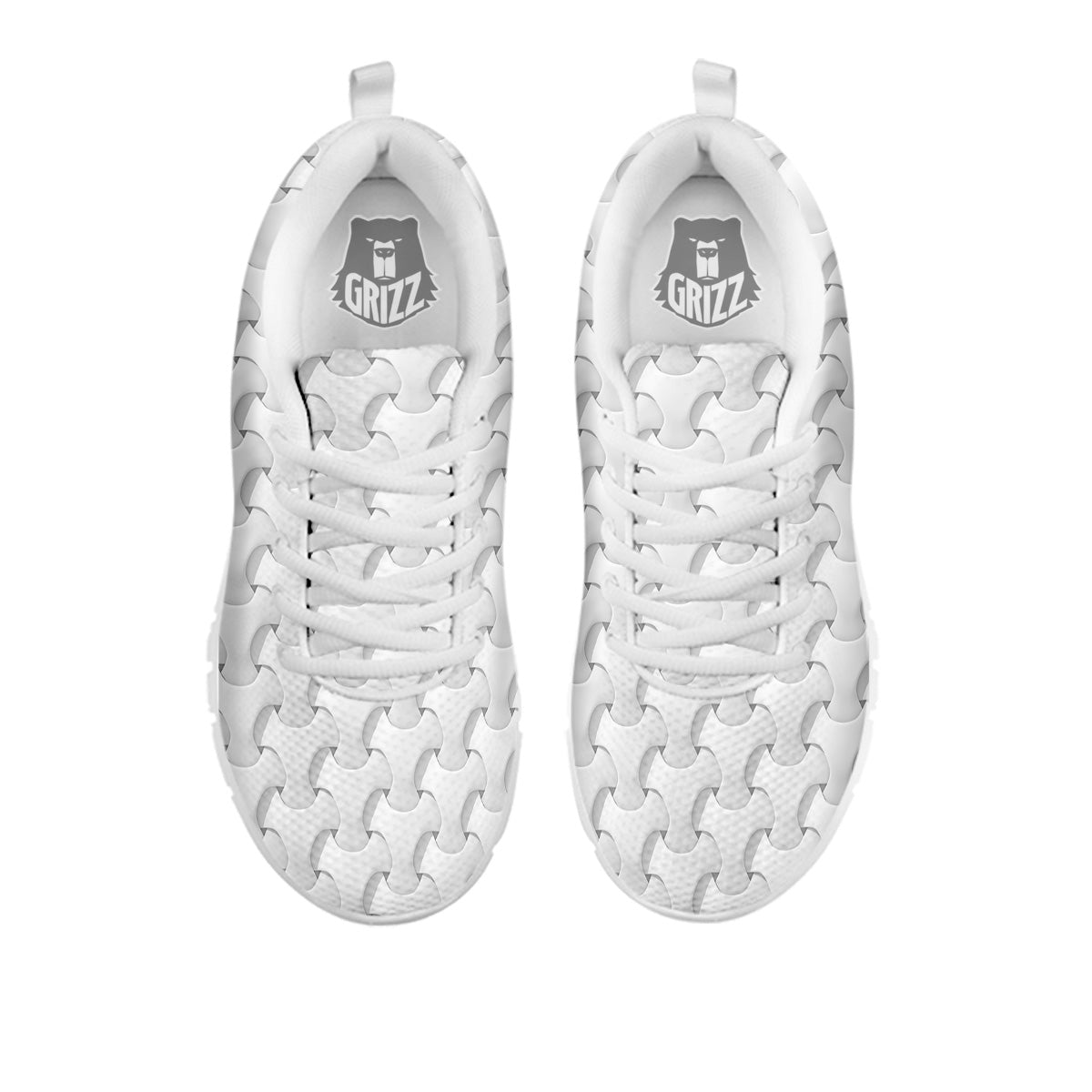 White Abstract 3D Geometric Print Pattern White Sneaker-grizzshop