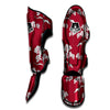 White Alstroemeria Red Print Pattern Muay Thai Shin Guards-grizzshop